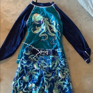 Gymboree boys swimsuit and rash guard